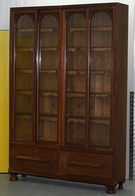 Solid Oak Bookcase, Solid Wood Bookcase Sliding Doors