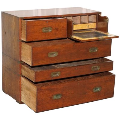 Army & Navy C.S.L Stamped Campaign Chest of Drawers Including Desk