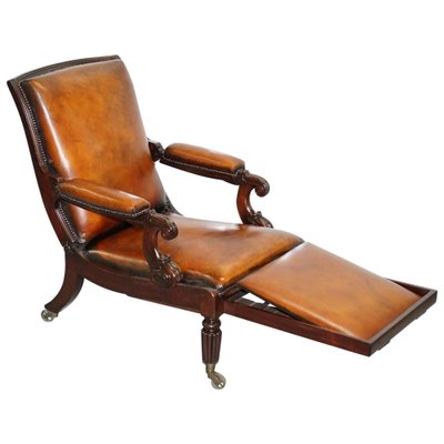 Brown leather reading chair discount