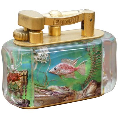 English Gold Plated Aquarium Table Lighter By Dunhill 1950s For Sale At Pamono