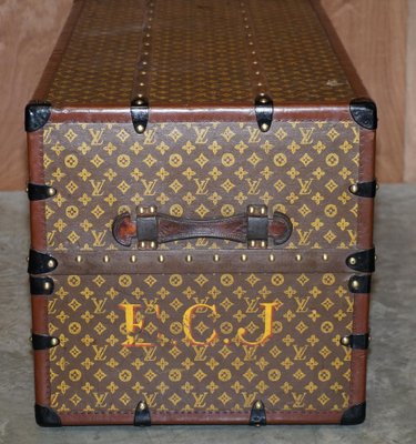 French Wardrobe Steamer Trunk with Stencil Monogram from Louis