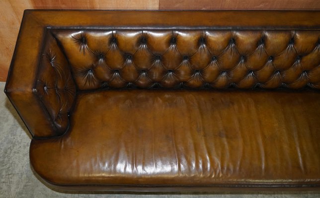 Large Hand Dyed Chesterfield Brown, Second Hand Leather Sofas