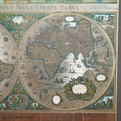 Blaeu Wall Map Original World Map Print In Silver Leaf After Willem Blaeu For Sale At Pamono