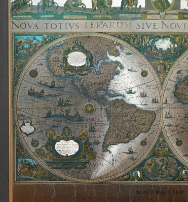 World Map Print In Silver Leaf After Willem Blaeu For At Pamono - Blaeu Wall Map Original