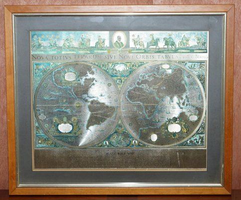 World Map Print In Silver Leaf After Willem Blaeu For At Pamono - Blaeu Wall Map Original