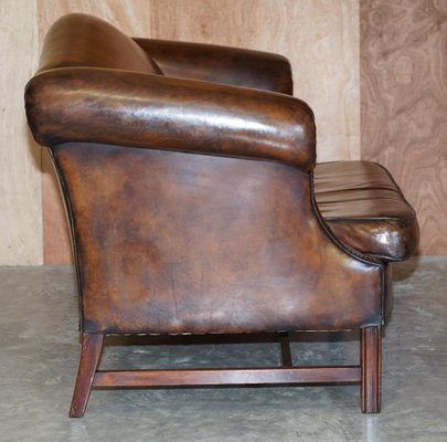 Hand Dyed Brown Leather Two Seat Club, How To Recover A Chair Seat With Leather