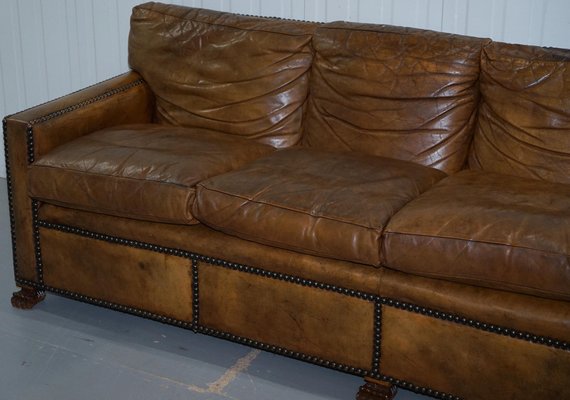 Vintage Chelsea Brown Leather Sofa For, Shabby Chic Living Room With Brown Leather Sofa