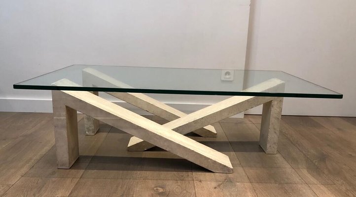 Marble coffee table on sale with glass top