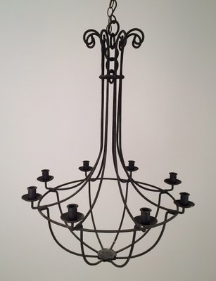 6 Arm Wrought Iron Cage Chandelier 1940s For At Pamono 6 Arm Wrought Iron Cage Chandelier 1940s 1