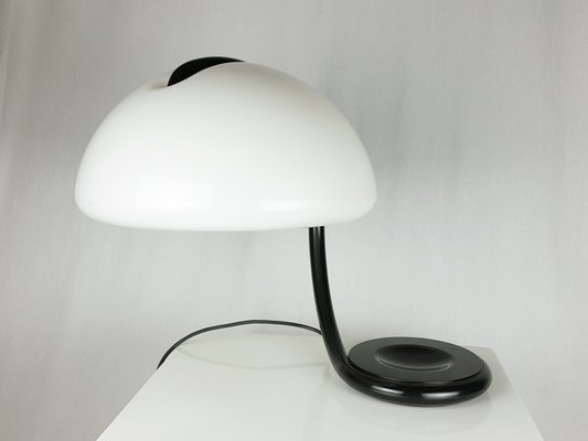White Acrylic Glass Shade Table Lamp, Black Metal Table Lamp With White Shade