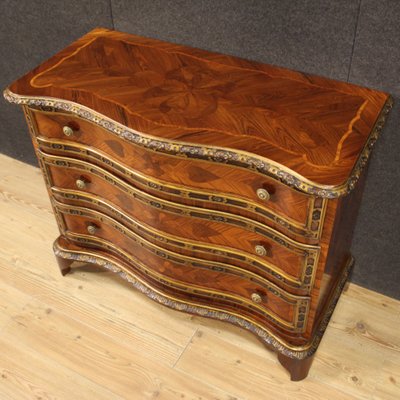Italian Dresser In Gilded And Inlaid, Wood Inlaid Dresser