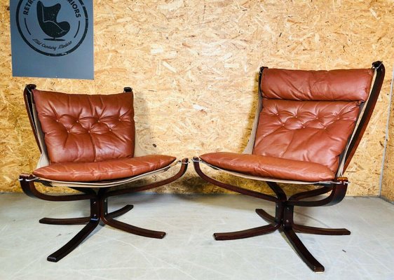 Highback Falcon Chairs By Sigurd Re, Low Back Leather Chair