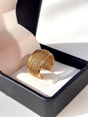 Bague Filigrane Portugaise en Or 19 2 Carat avec Large Bande