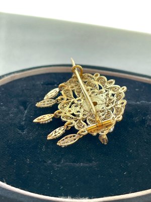 Spanish Filigree Pearl Brooch, 19th Century