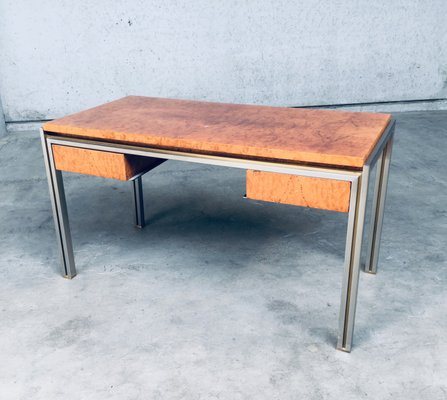 Burl Wood Desk in Style of Milo Baughman 1970s for sale at Pamono