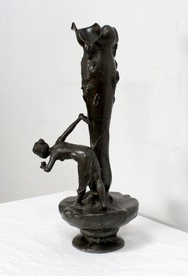 Vase Décoratif Cruche Femme Art Nouveau – étain – France – Bon état