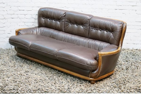 Arts Crafts Style Leather Sofa 1950s, Natuzzi Leather Sofa Houston
