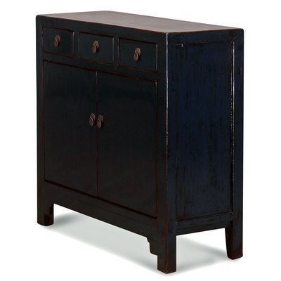 Dark Blue Lacquer Side Cabinet