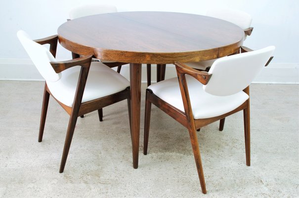 Mid Century Rosewood Extending Dining, Mid Century Modern Round Dining Table Set