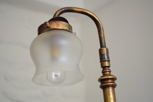 Antique Brass Table Lamp With Frosted, Opaque Glass Table Lamp Shades