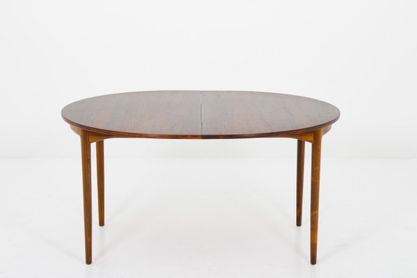 Two Leaf Round Oval Rosewood Dining Table IB Kofod Larsen Design Two Leaf Round Oval Rosewood Dining Table IB Kofod Larsen Design