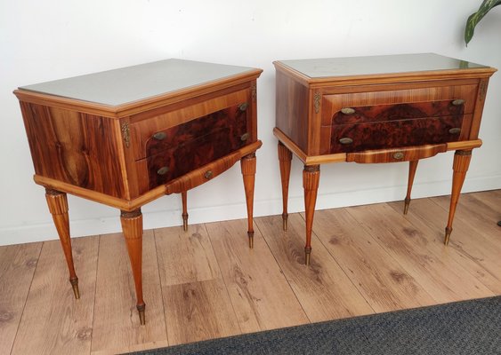 Wood nightstand sale with glass top