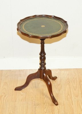 Tripod Base Green Leather, Vintage Leather Top Side Tables