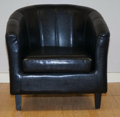Black Leather Tub Chair For At Pamono, Real Leather Tub Chair Brown