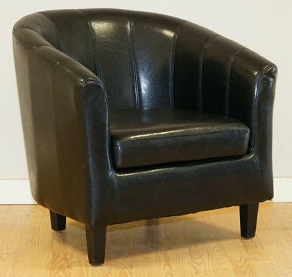 Black Leather Tub Chair For At Pamono, Grey Leather Tub Chair