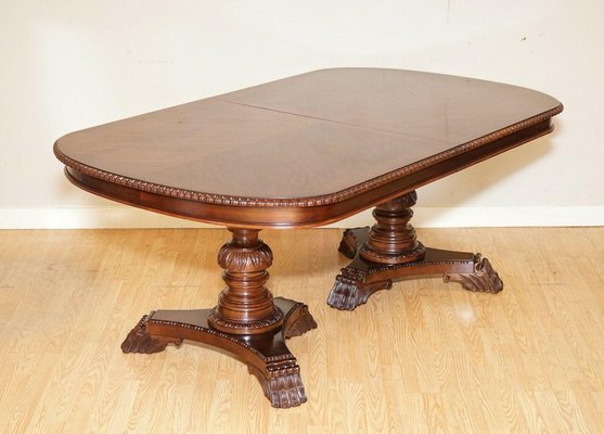 Hardwood Twin Pedestal Extendable, Double Pedestal Extending Dining Table