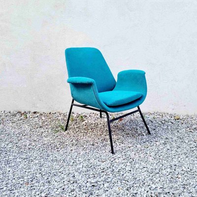 Mid Century Turquoise Metal Chairs Halle Turquoise Fabric Black