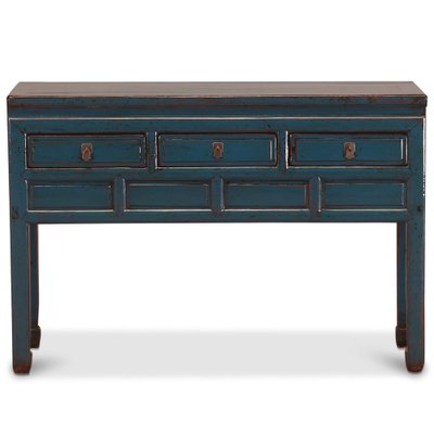 Teal Lacquered Console With Drawers For, Teal Console Table With Drawers