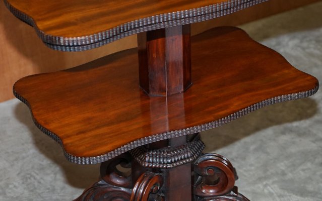 Antique Cuban Hardwood Dumbwaiter Table, Cuban Coffee Table Bookshelf Design