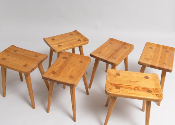 Scandinavian Modern Solid Pine Visingsö Stools by Carl Scandinavian Modern Solid Pine Visingsö Stools by Carl