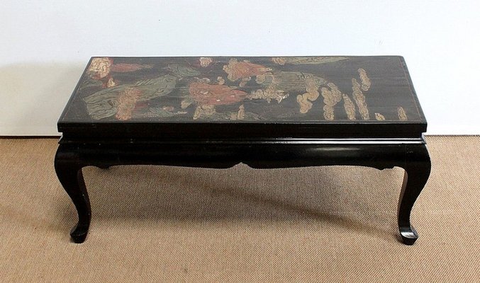 Small Chinoiserie Coffee Table With, Small Black Lacquer Coffee Table Set
