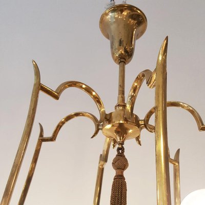 Art Deco Austrian Brass Chandelier In, Are Brass Chandeliers In Style
