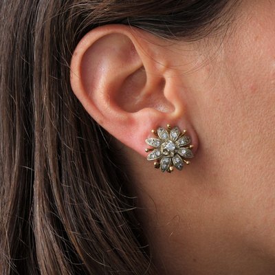 Clip-on Earrings Art Deco Earrings Gold Earrings Flower Earrings Vintage Earrings Floral Earrings Antique Earrings Flower Earrings