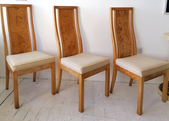 Art Deco Revival Burr Elm Dining Chairs, 1970 Thomasville Dining Room Furniture Set