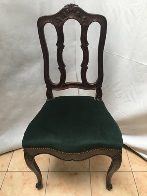 Vintage Louis XV Style Oak Dining Chairs, 1940s, Set of for sale