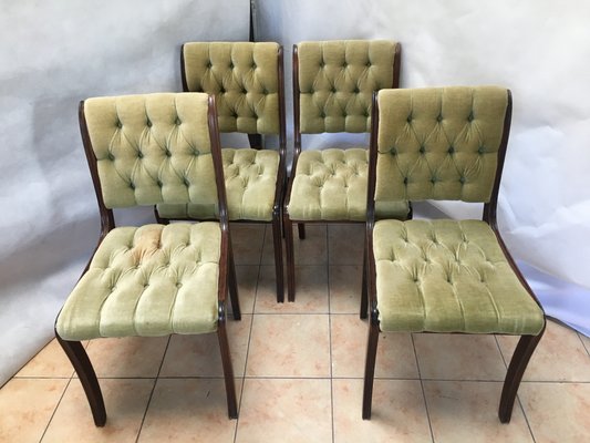 Vintage Mahogany Chesterfield Dining Chairs Set of 4