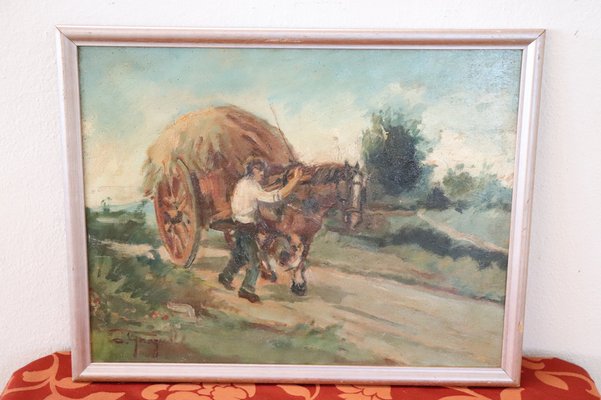Pittura ad olio su tavola di legno, Italia in vendita su Pamono