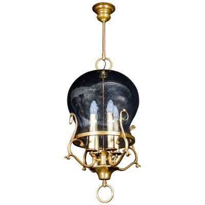 Mid Century Italian Brass And Light Blue Murano Glass Lantern For At Pamono Light Blue Murano Glass Lantern, Glass Lantern Chandelier Blue