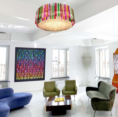Multicolored Triedi Crystal Prism Chandelier