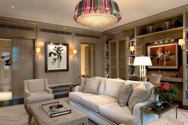 Multicolored Triedi Crystal Prism Chandelier for sale at Pamono