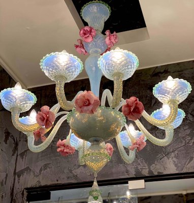 Iridescent Murano Glass Chandelier, Venice, 1960s for sale