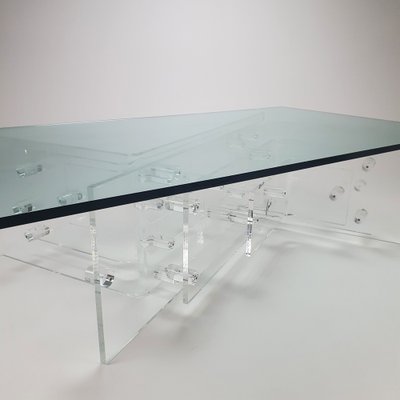 Lucite and 2024 glass coffee table