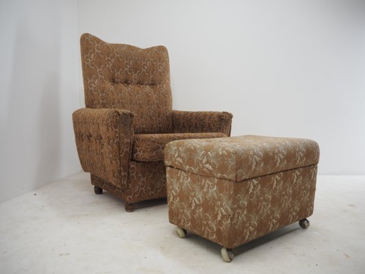 Armchair with Footstool 1960s Set of 2 for sale at Pamono