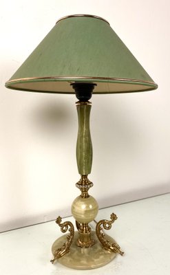Echt Viskeus Uitgang Vintage Lamp in Marble with Brass Dolphins, 1960s for sale at Pamono