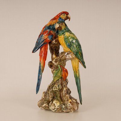 Bougeoir Candélabre Ancien – Figurine Perroquet En Céramique – Fait Main – Vintage (ws3885)