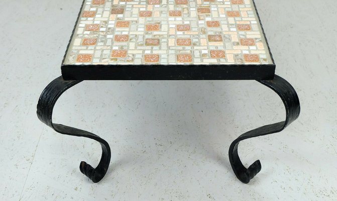 Mosaic Table with Wrought Iron Frame 1960s